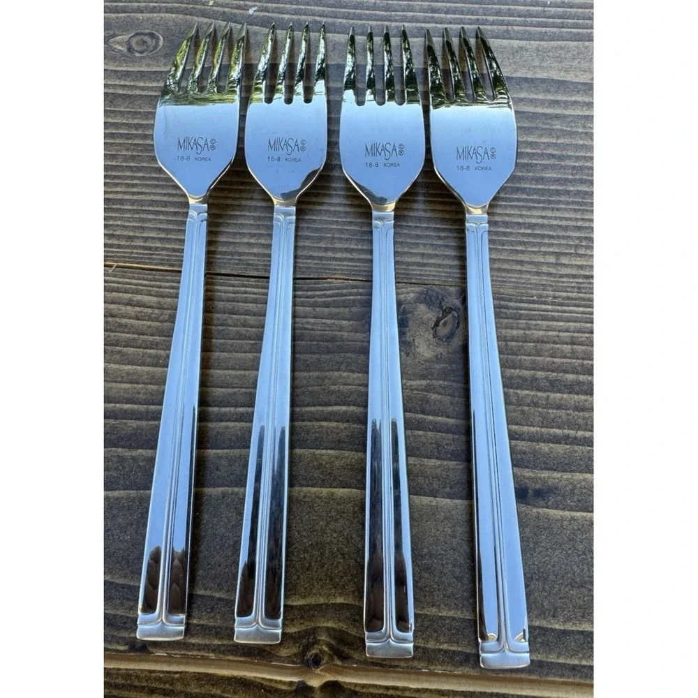 Mikasa PARALLELS Salad Forks Set Of 4 Korea Stainless Flatware Replacement